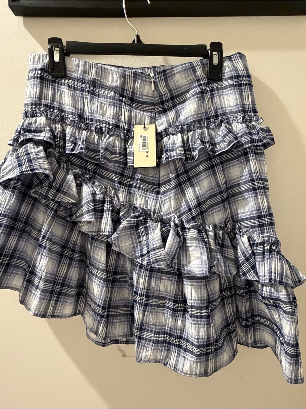 Max Studio Blue White Ruffle High-Low Skirt